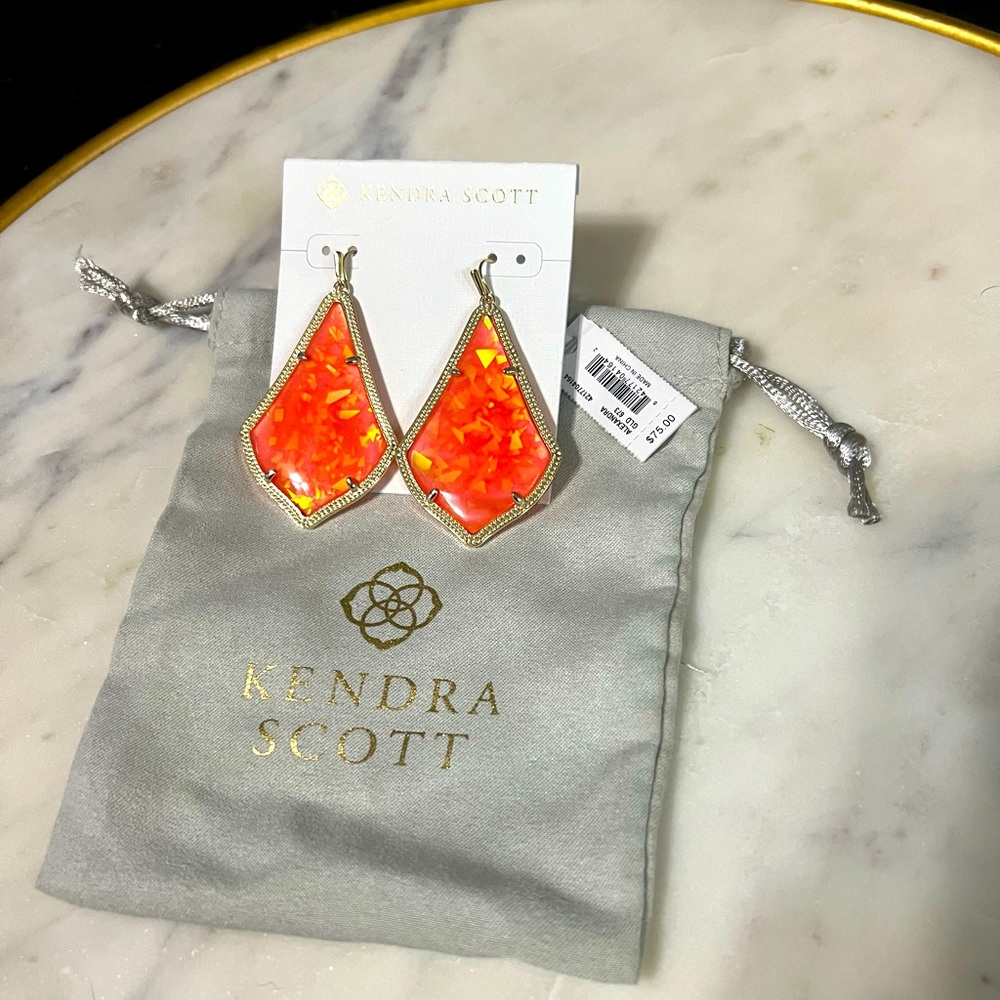 LIMITED EDITION KS Alexandra Earrings Iridescent Coral Illusion NWT